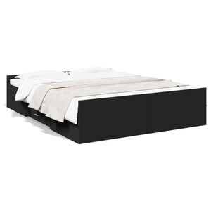 vidaXL Estrutura de cama c/ gavetas 150x200 cm derivados madeira preto