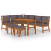 vidaXL 7 pcs conjunto de jantar p/ jardim c/ almofad&otilde;es ac&aacute;cia maci&ccedil;a