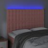 vidaXL Cabeceira de cama c/ luzes LED veludo 144x5x118/128 cm rosa