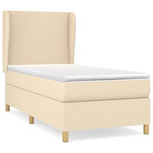 vidaXL Cama com molas/colch&atilde;o 90x190 cm tecido cor creme