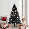 vidaXL &Aacute;rvore de Natal Artificial Pr&eacute;-iluminada Preto 210 cm PVC