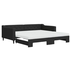 vidaXL Sof&aacute;-cama com gavet&atilde;o e colch&otilde;es 100x200 cm tecido preto