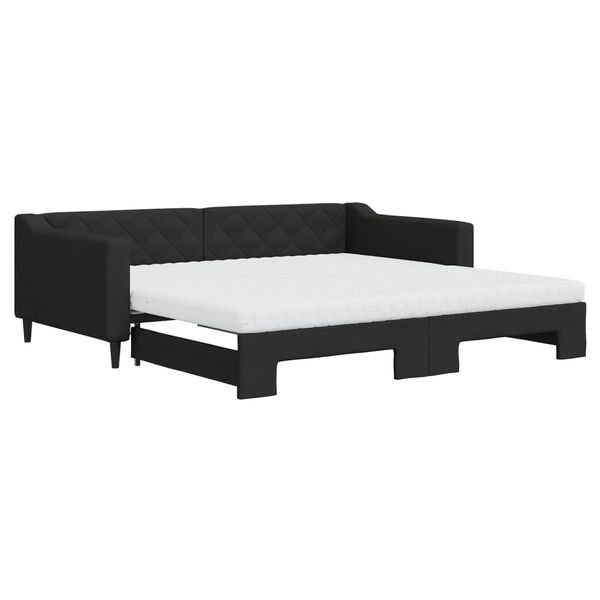 vidaXL Sof&aacute;-cama com gavet&atilde;o e colch&otilde;es 100x200 cm tecido preto