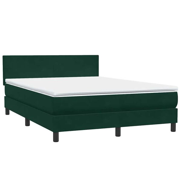 vidaXL Cama box spring com colch&atilde;o 160x210 cm veludo verde escuro