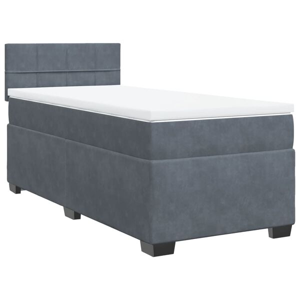vidaXL Cama box spring com colchão solteiro veludo cinzento-escuro
