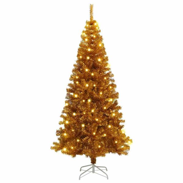 vidaXL &Aacute;rvore de Natal com 300 LEDs com suporte Ouro 180 cm PET