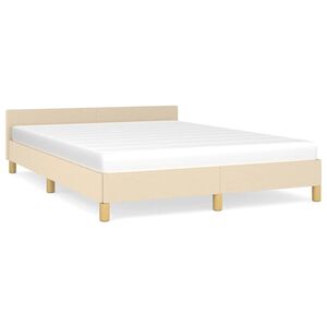 vidaXL Estrutura de cama sem colch&atilde;o 140x190 cm tecido cor creme