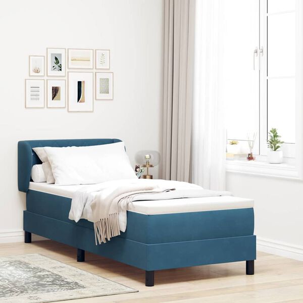 vidaXL Cama Box com colch&atilde;o Azul escuro 80 x 200 cm Veludo