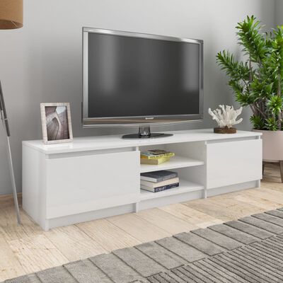 vidaXL Móvel para TV 140x40x35,5cm derivados madeira branco brilhante