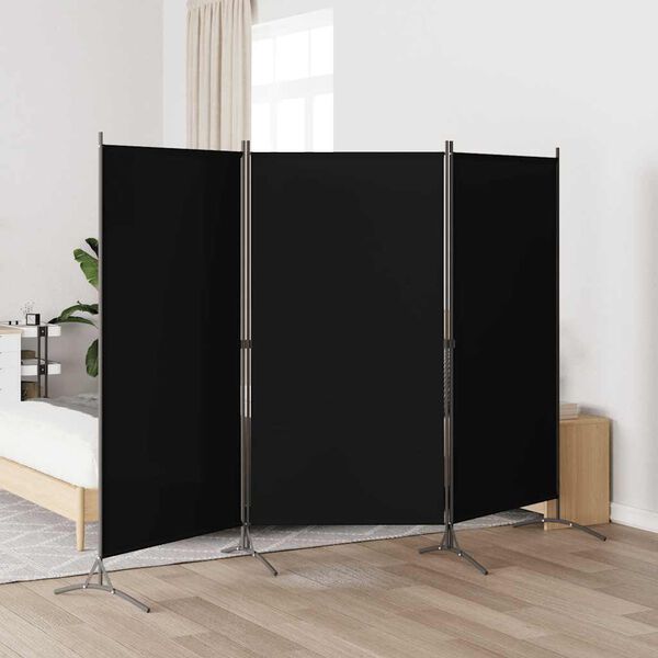 vidaXL Divis&oacute;ria de quarto com 3 pain&eacute;is 260x180 cm preto