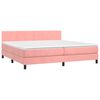 vidaXL Cama box spring c/ colch&atilde;o/LED 200x200 cm veludo rosa