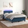 vidaXL Cama box spring colch&atilde;o LED 120x190cm couro artif. azul-escuro