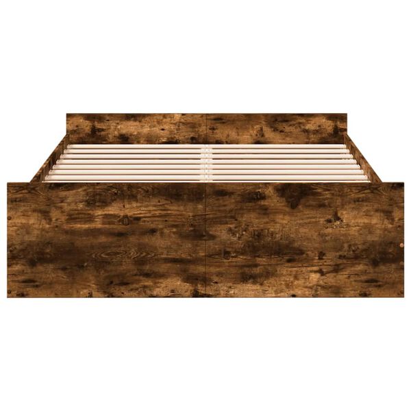 vidaXL Estrutura de cama c/ gavetas derivados madeira carvalho fumado