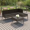 vidaXL 5 pcs conjunto lounge de jardim c/ almofadões vime PE cinzento
