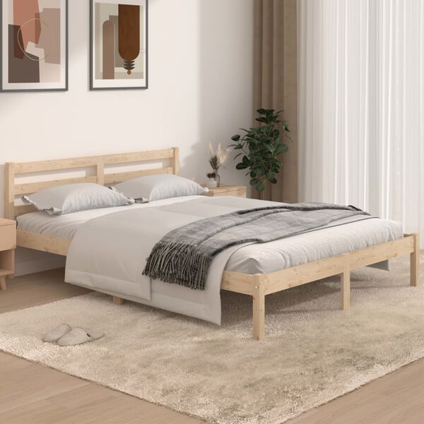 vidaXL Estrutura de cama 140x190 cm pinho maci&ccedil;o