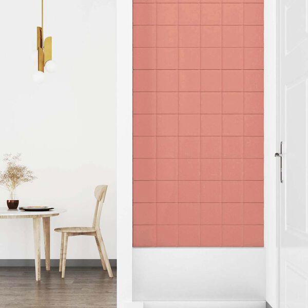 vidaXL Painel de parede 12 pcs 90x15 cm veludo 1,62 m² rosa