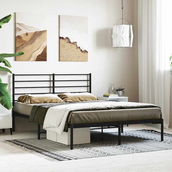 vidaXL Estrutura de cama com cabeceira 160x200 cm metal preto