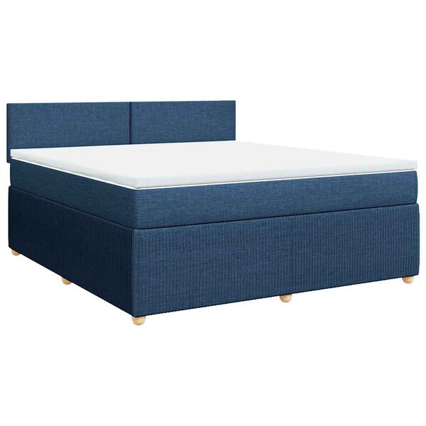 vidaXL Cama com molas/colch&atilde;o 180x200 cm tecido azul