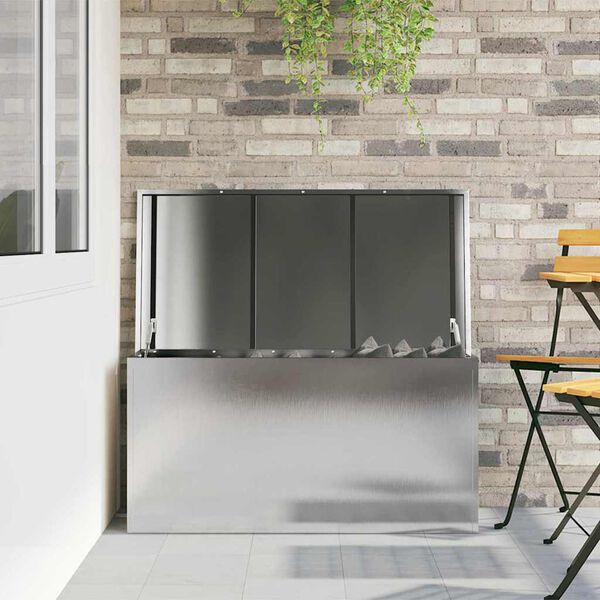 vidaXL Caixa de Armazenamento Externa Prateado 100 x 50,5 x 50 cm A&ccedil;o