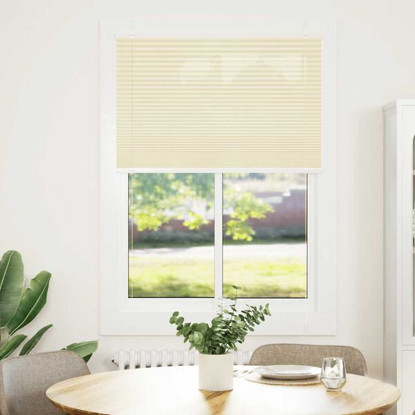 vidaXL Creme Plissada Cega 90x100 cm Largura Tecido 89,4 cm Poli&eacute;ster