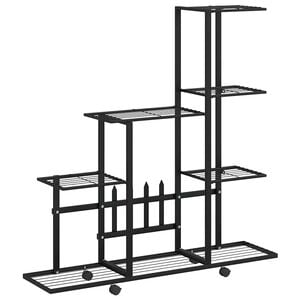 vidaXL Suporte de vasos c/ rodas 94,5x25x92,5 cm metal preto