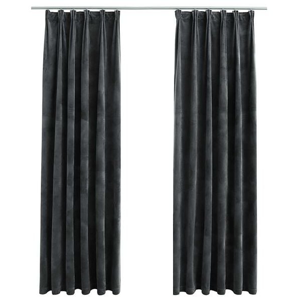 vidaXL Cortinas blackout com ganchos 2 pcs 140x225 cm veludo antracite