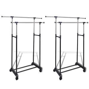vidaXL Cabides para roupas ajust&aacute;veis com 2 var&otilde;es 2 pcs