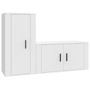 vidaXL 2 pcs conjunto m&oacute;veis de TV derivados de madeira branco