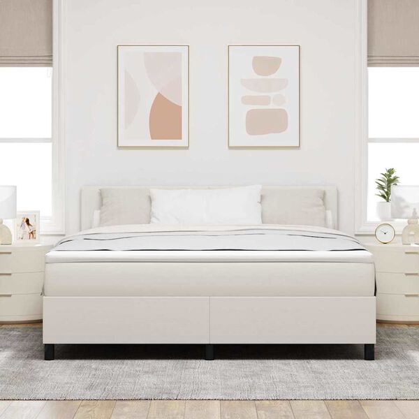 vidaXL Cama Box Manual Creme e Branco 203 x 180 x 88 cm