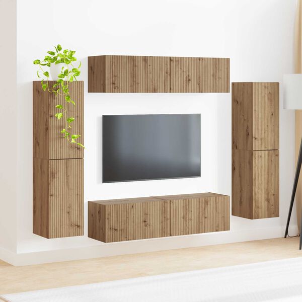 vidaXL Conjunto de m&oacute;vel de TV 8 pcs Carvalho Artesanal