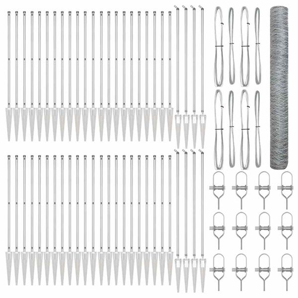 vidaXL Cerca com Postes Prateado 1.4 x 100 m A&ccedil;o revestido de PVC