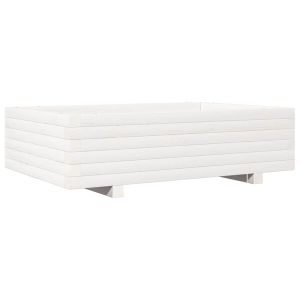 vidaXL Vaso/floreira de jardim 90x60x26,5 cm pinho maci&ccedil;o branco