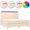 vidaXL Cama box spring c/ colch&atilde;o e LED 200x200 cm tecido cor creme