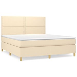 vidaXL Cama com molas/colch&atilde;o 180x200 cm tecido cor creme