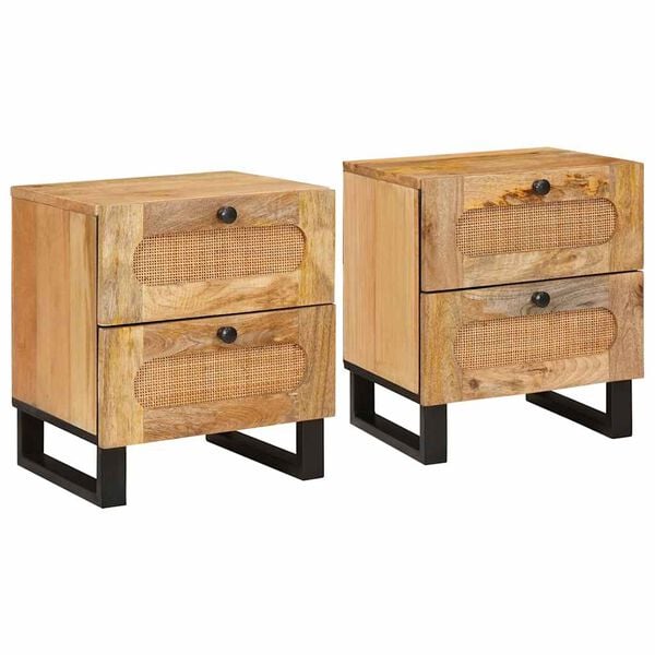 vidaXL Arm&aacute;rio de Cabeceira com gaveta 2 pcs Natural 40 x 33 x 46 cm