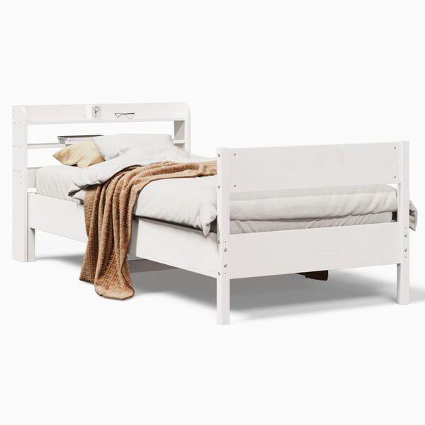 vidaXL Cama sem colchão 90x190 cm madeira de pinho maciça branco