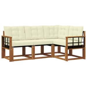 vidaXL Conjunto de Sof&aacute;s para Exterior 4 unid. Natural e Creme