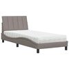 vidaXL Cama com colch&atilde;o Hanko 80x200 cm tecido castanho-acinzentado