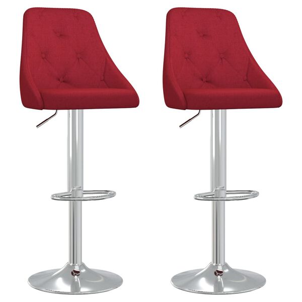 vidaXL Bancos de bar 2 pcs tecido vermelho tinto