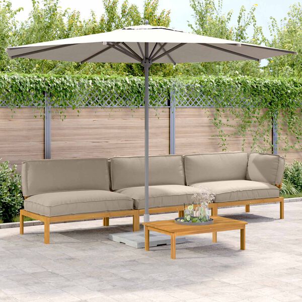 vidaXL Conjunto de Sof&aacute;s com almofada Liso 4 pcs Cinzento-acastanhado