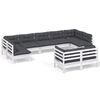 vidaXL 9 pcs conj. lounge de jardim c/ almofad&otilde;es pinho maci&ccedil;o branco