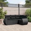vidaXL 4 pcs conjunto de sof&aacute;s para jardim c/ almofad&otilde;es vime PE preto