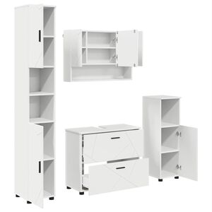 vidaXL Conjunto de M&oacute;veis para Banheiro com gaveta 4 pcs Branco