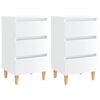 vidaXL Mesas cabeceira pernas madeira 2pcs 40x35x69cm branco brilhante