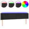 vidaXL Cabeceira de cama c/ luzes LED veludo 203x16x78/88 cm preto