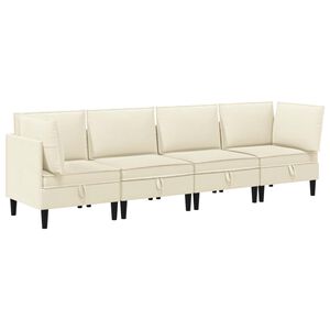 vidaXL Conjunto de M&oacute;veis para Sala de Estar 4 unid. Creme Tecido