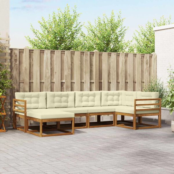 vidaXL Conjunto de Sof&aacute;s para Exterior 6 pcs Natural e Creme