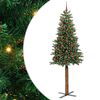 vidaXL Árvore de Natal Slim com 300 LEDs com suporte Verde 210 cm