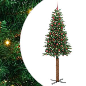 vidaXL &Aacute;rvore de Natal Slim com 300 LEDs com suporte Verde 210 cm
