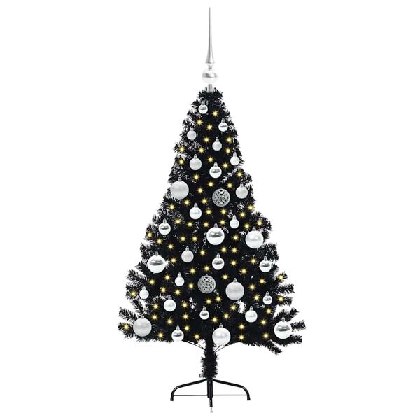 vidaXL &Aacute;rvore de Natal Artificial Pr&eacute;-iluminada Preto 120 cm PVC